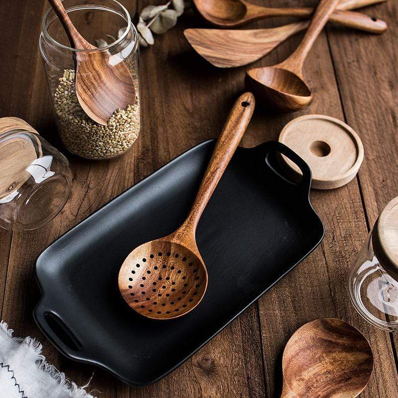 EarthTeak™ Essentials: Premium 7-Pcs | 4-Pcs Teak Wood Cooking Utensil Set