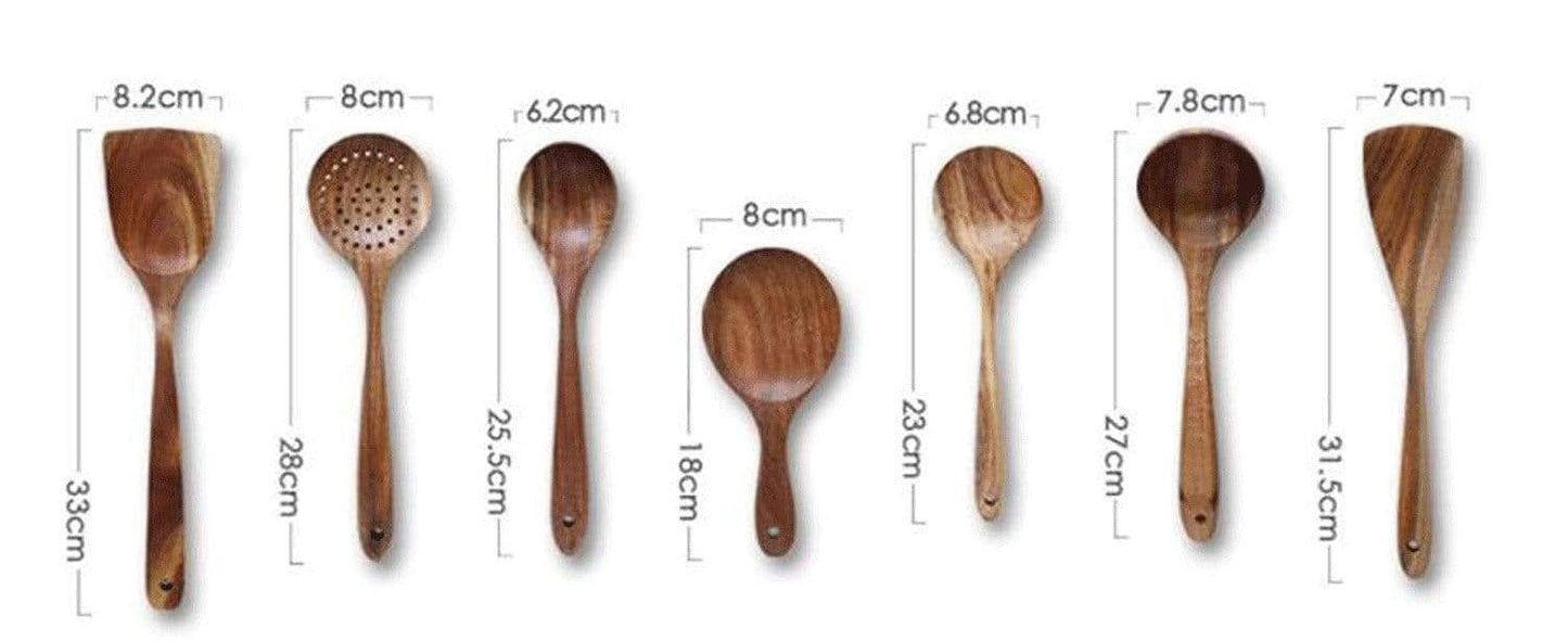 EarthTeak™ Essentials: Premium 7-Pcs | 4-Pcs Teak Wood Cooking Utensil Set