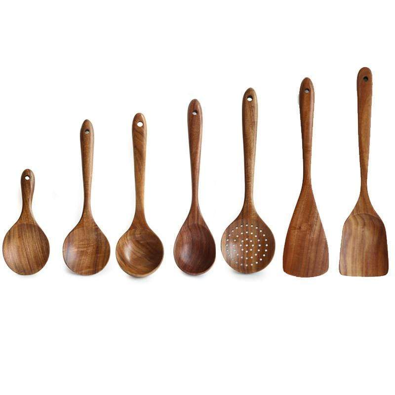 EarthTeak™ Essentials: Premium 7-Pcs | 4-Pcs Teak Wood Cooking Utensil Set