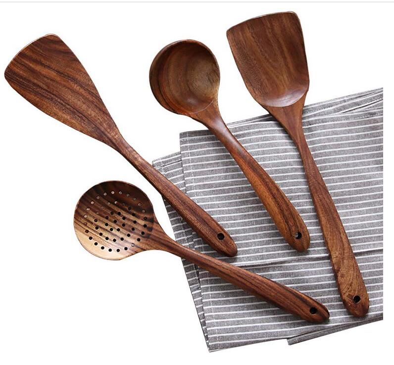 EarthTeak™ Essentials: Premium 7-Pcs | 4-Pcs Teak Wood Cooking Utensil Set