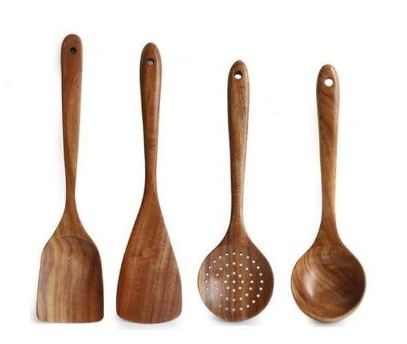 EarthTeak™ Essentials: Premium 7-Pcs | 4-Pcs Teak Wood Cooking Utensil Set